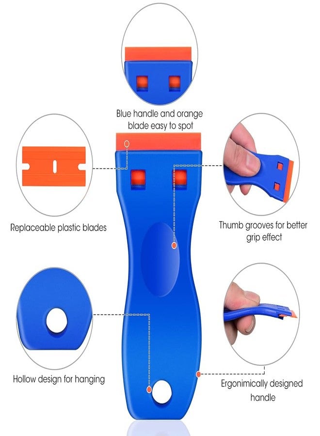 Serplex مكشطة شفرات الحلاقة Serplex®، عبوة من 3 قطع، تتضمن 20 شفرة حلاقة بلاستيكية و20 شفرة معدنية، أداة إزالة الغراء لإزالة الملصقات والعلامات من الجدران والزجاج. - Image 4